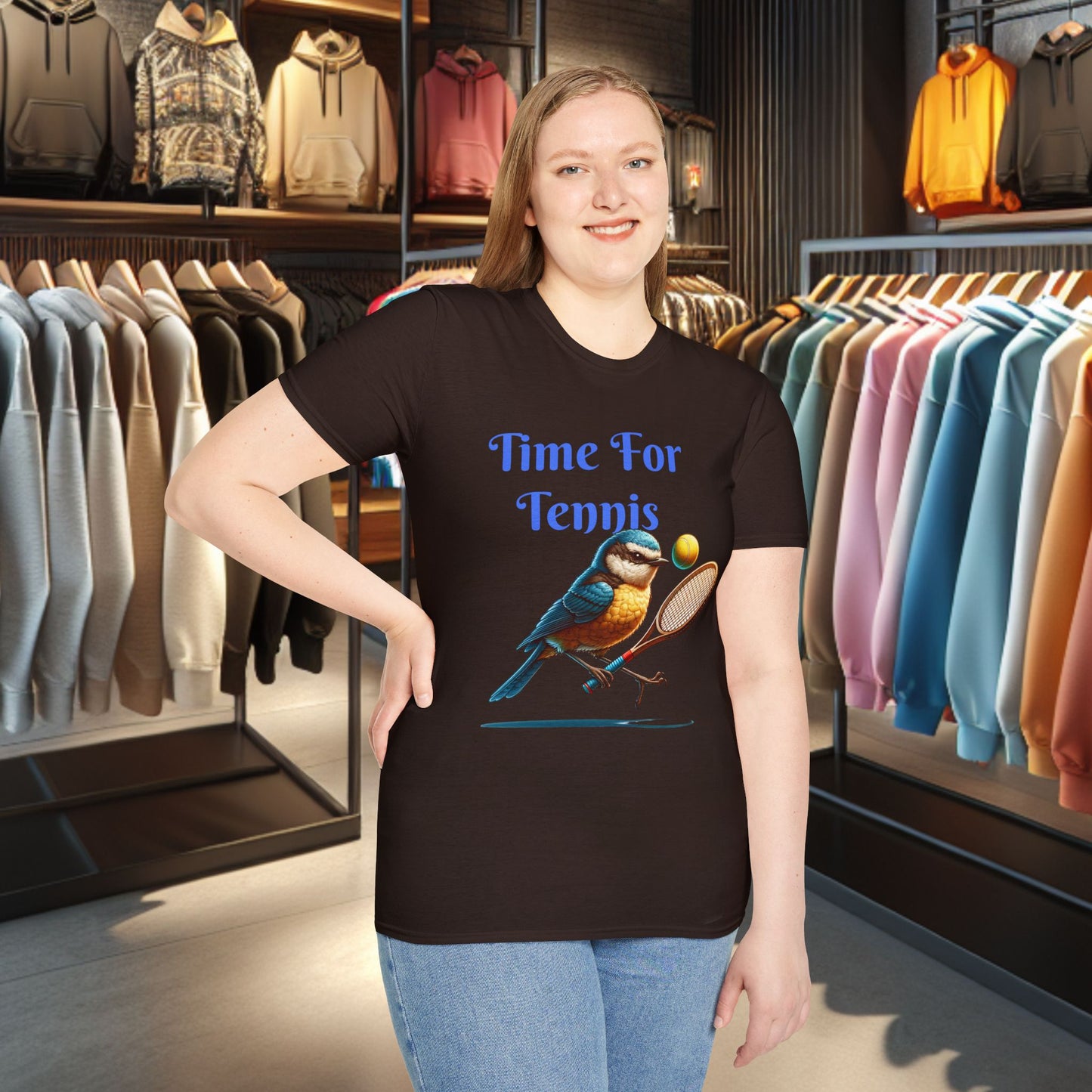 Blue Bird Playing Tennis Unisex T-Shirt - Time ForTennis