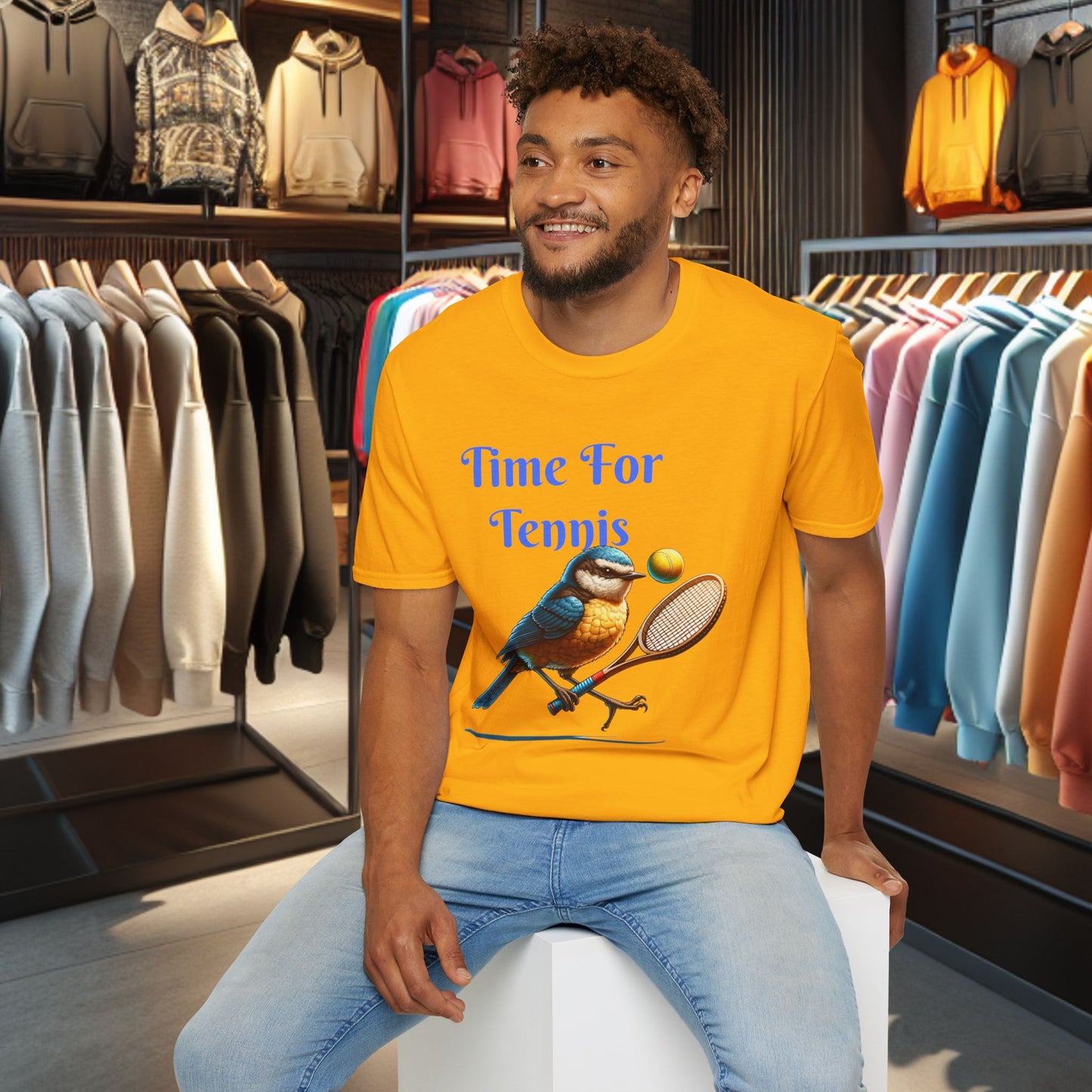 Blue Bird Playing Tennis Unisex T-Shirt - Time ForTennis