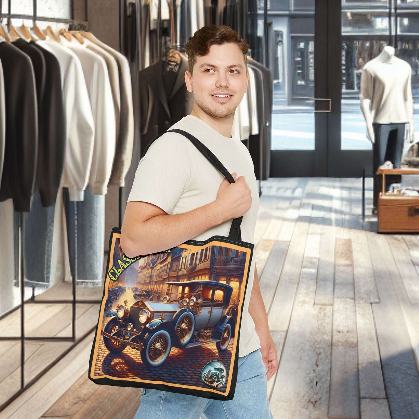 Tote Bag-Classic Car Blue Tote Bag -