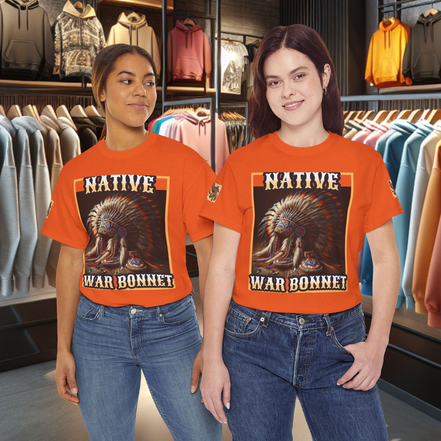 Unisex Cotton Tee - Native War Bonnet -Heavy Cotton Tee-