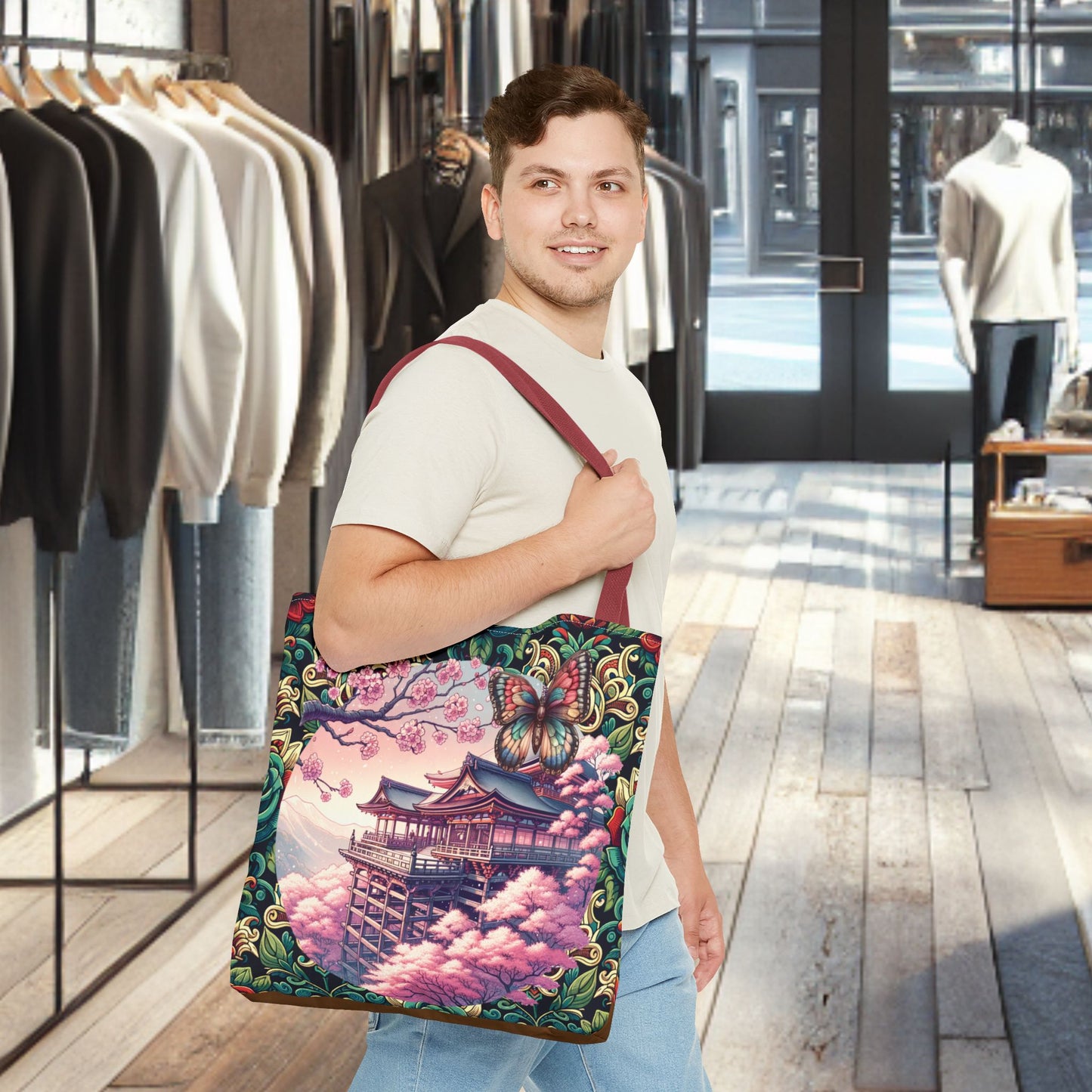 Sakura Butterfly Tote Bag