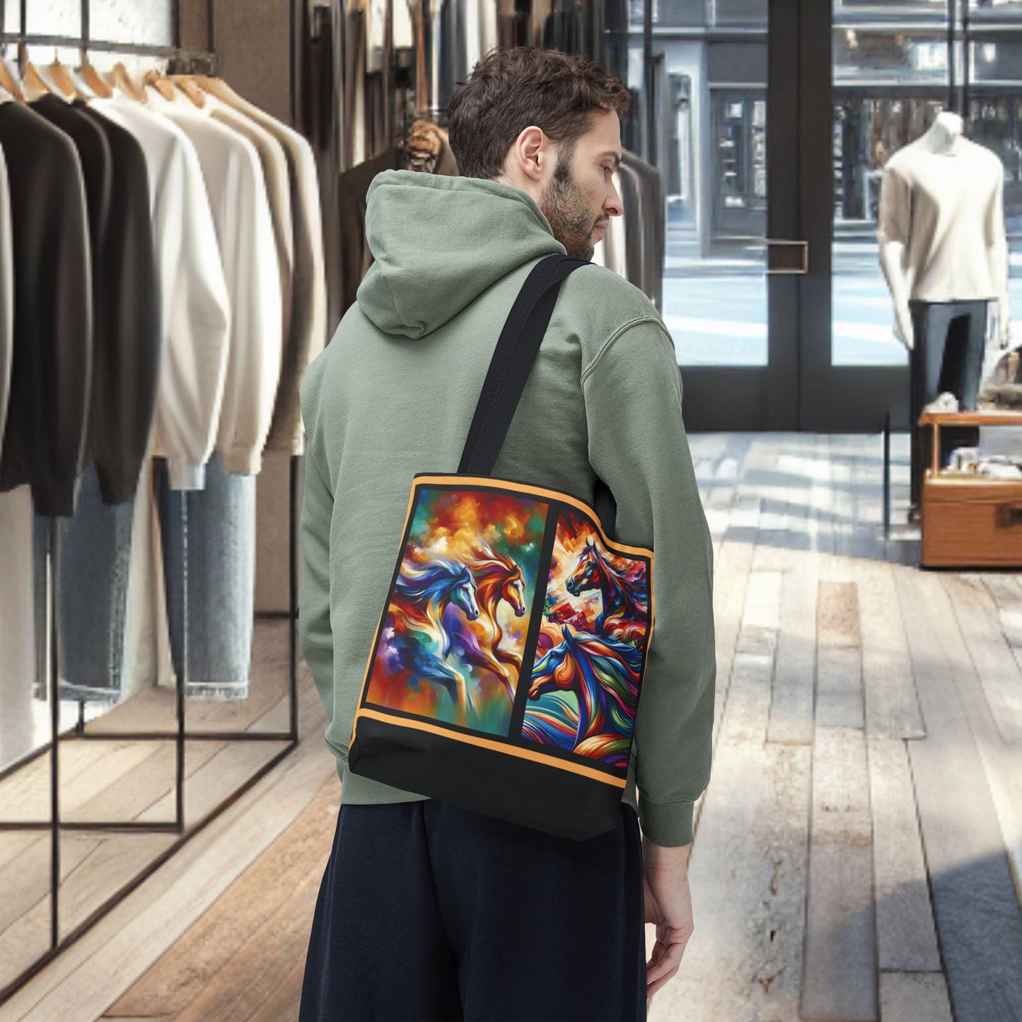 Colorful Horses Tote Bag