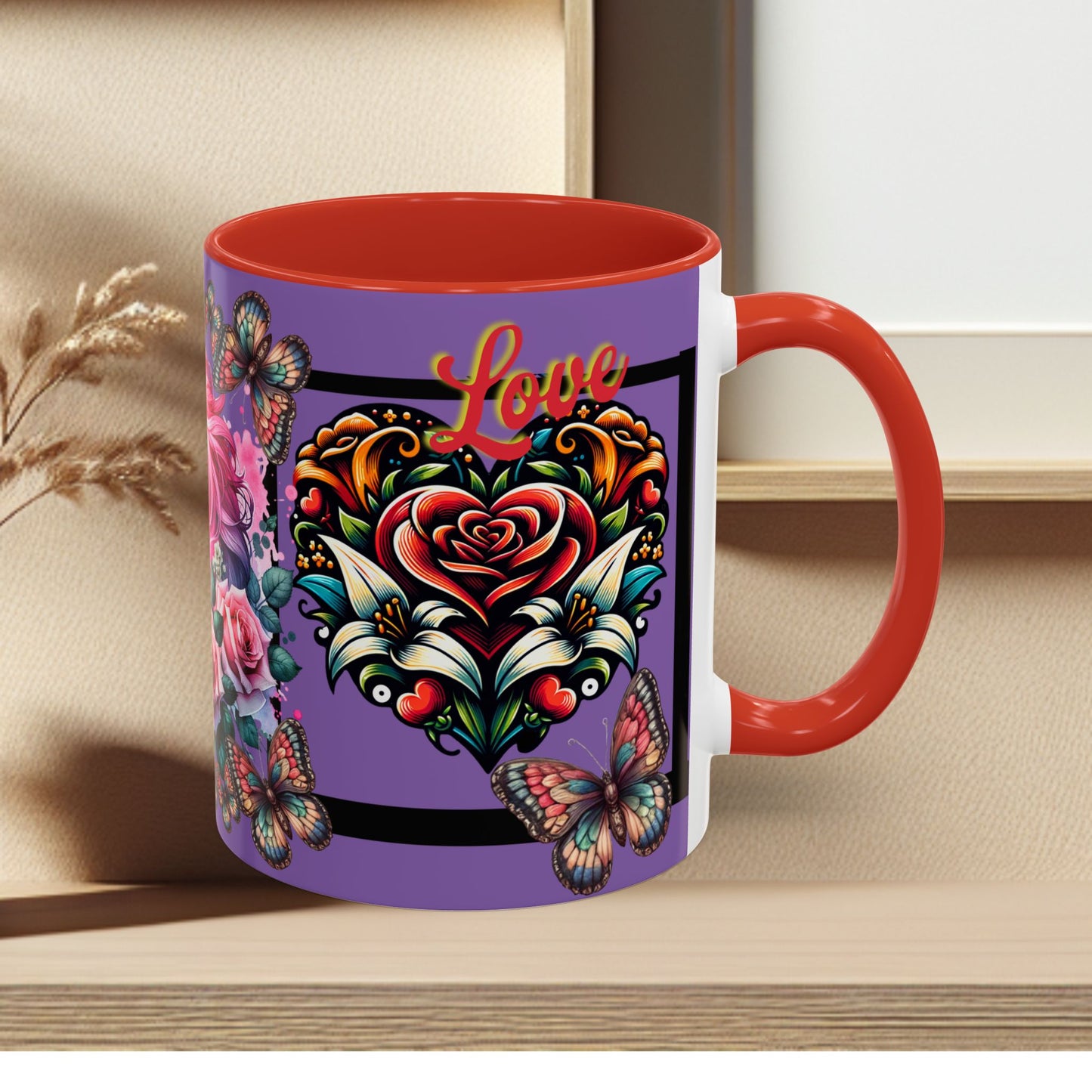 Love Coffee Mug - Vibrant Heart & Horse- Design, 11oz & 15oz