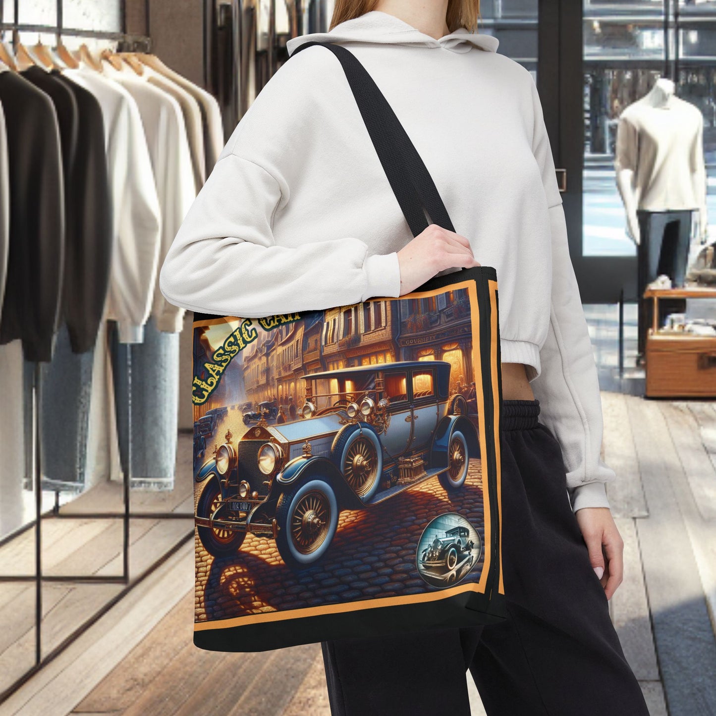 Tote Bag-Classic Car Blue Tote Bag -