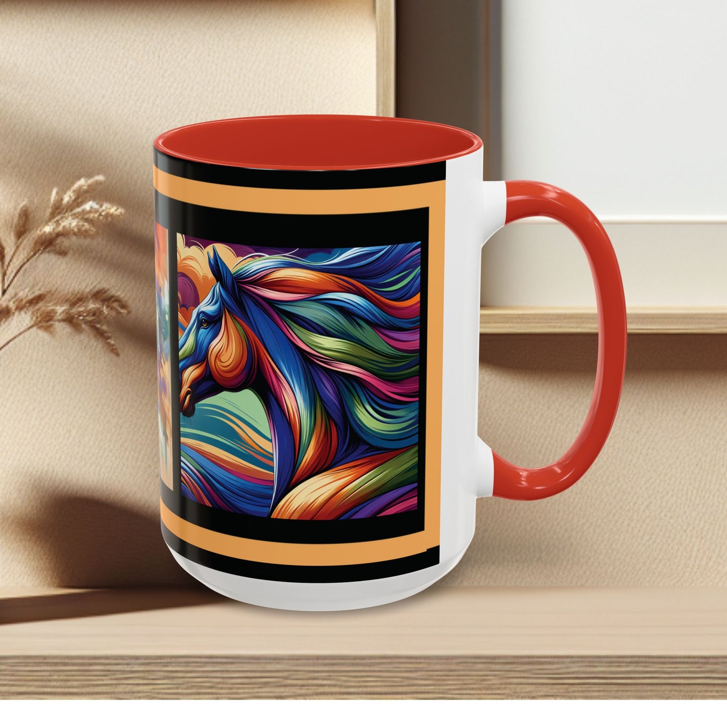Mug Coffee Multi Color Horses 11oz 15oz