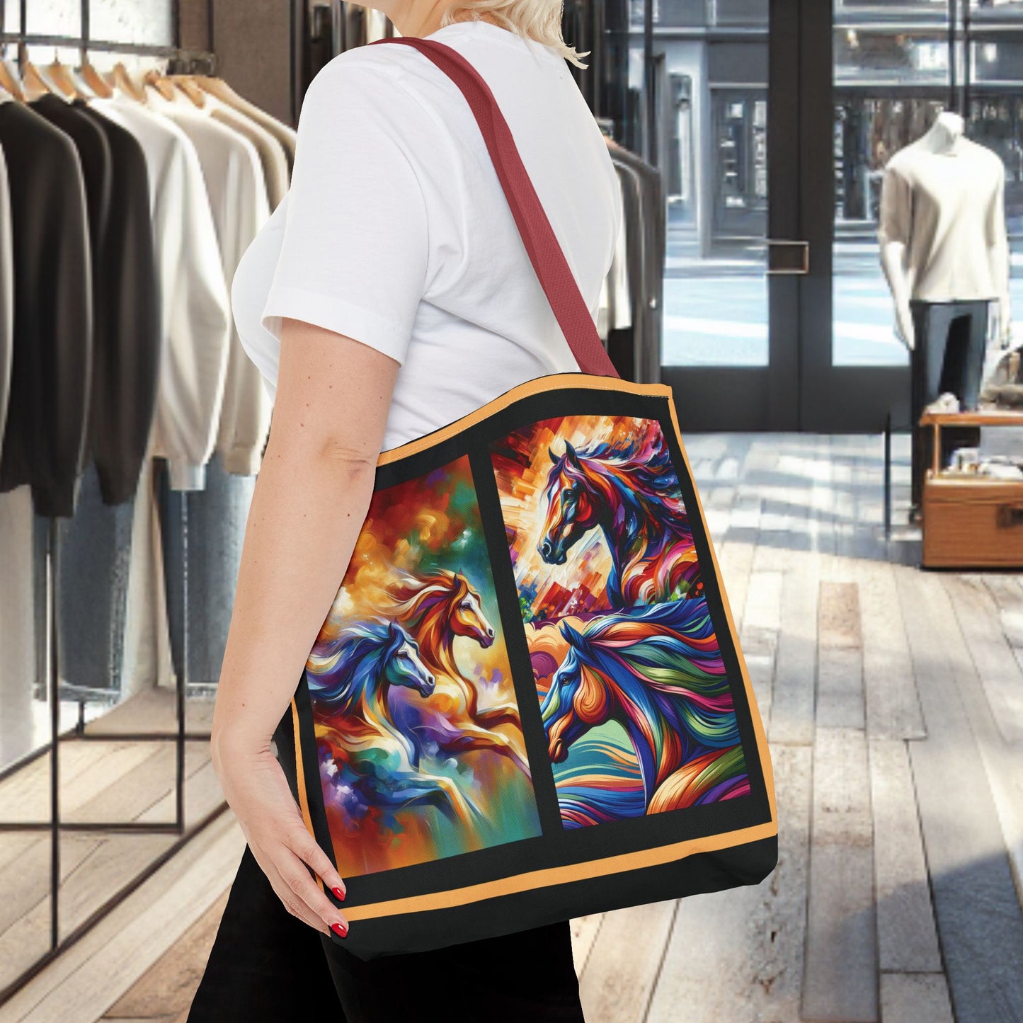 Colorful Horses Tote Bag