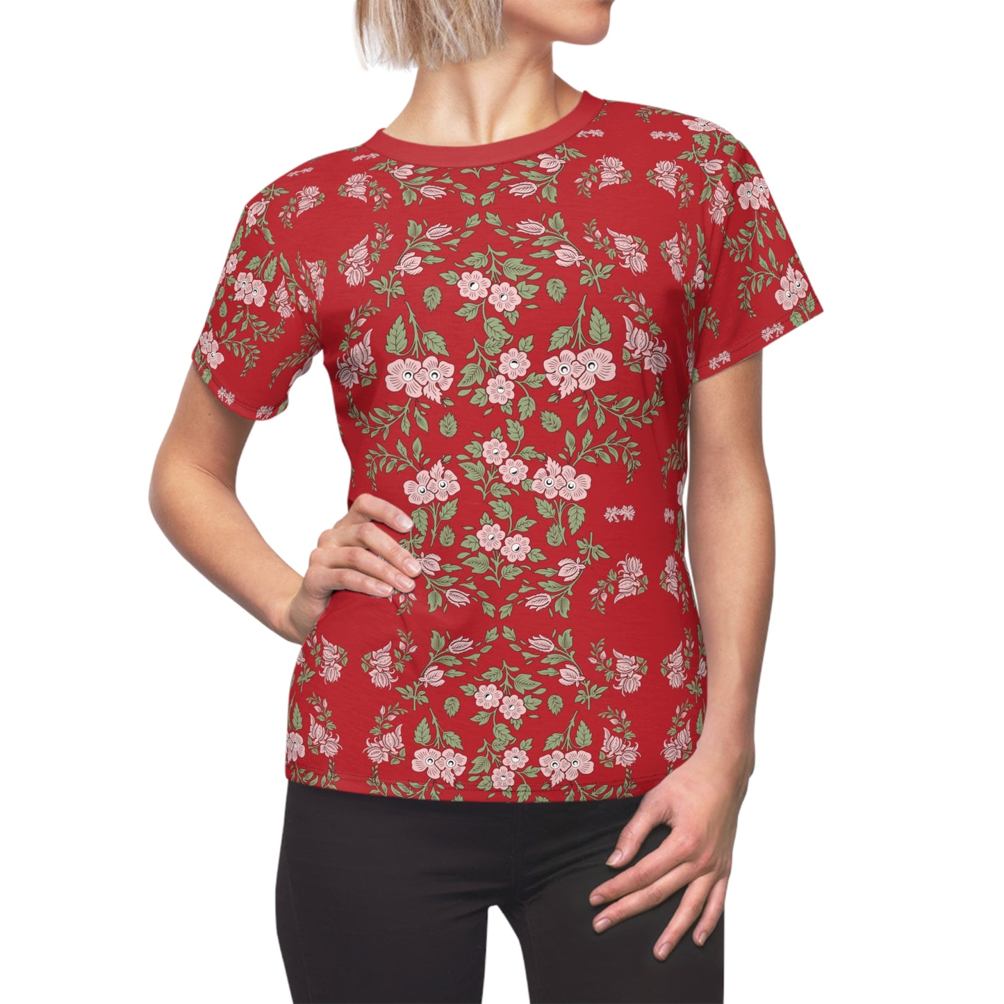 Women's Tee - Red - Pink Floral