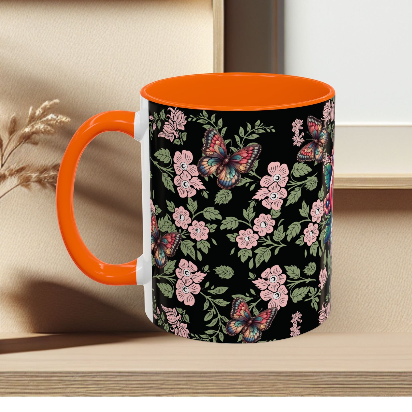 Floral Coffee Mug Black