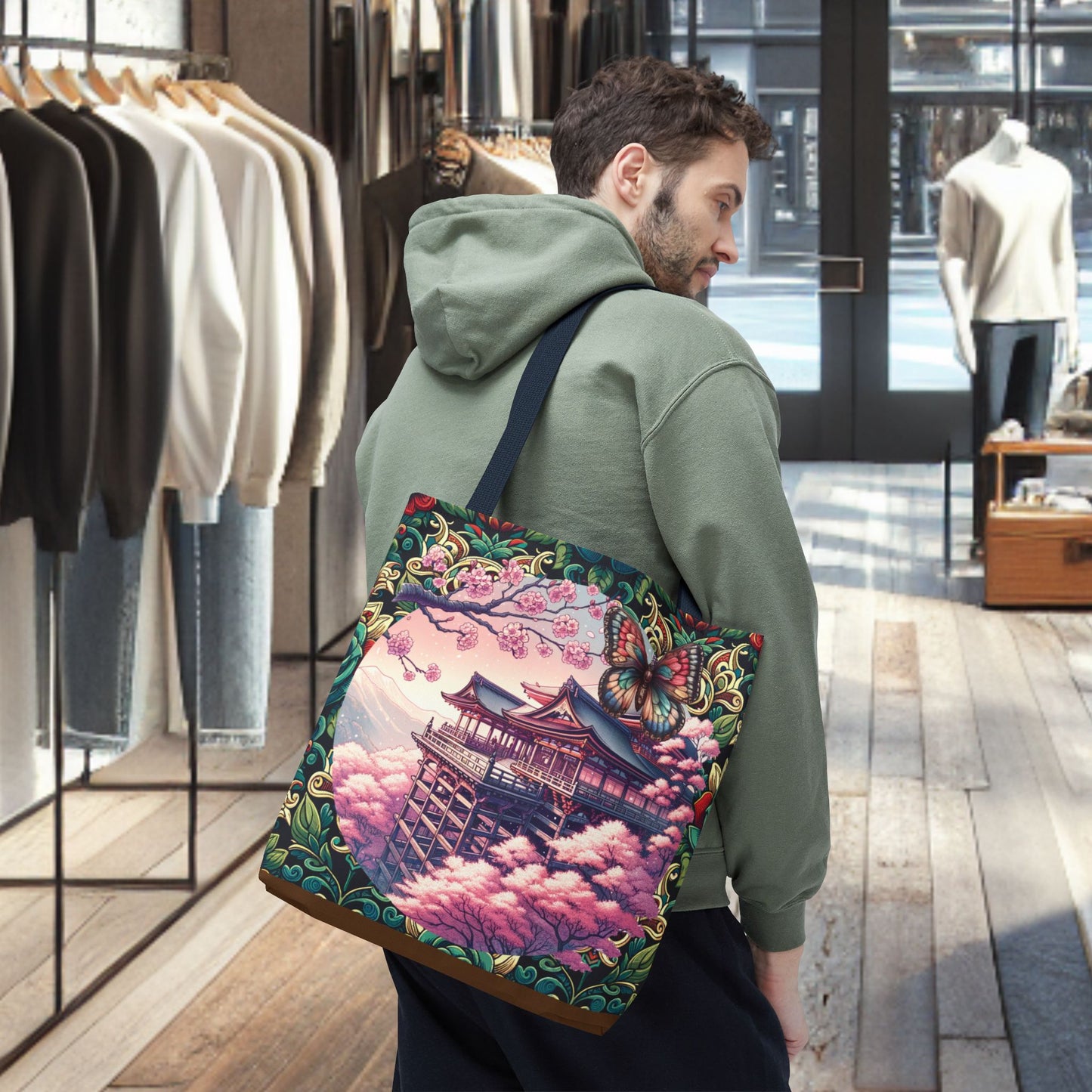 Sakura Butterfly Tote Bag