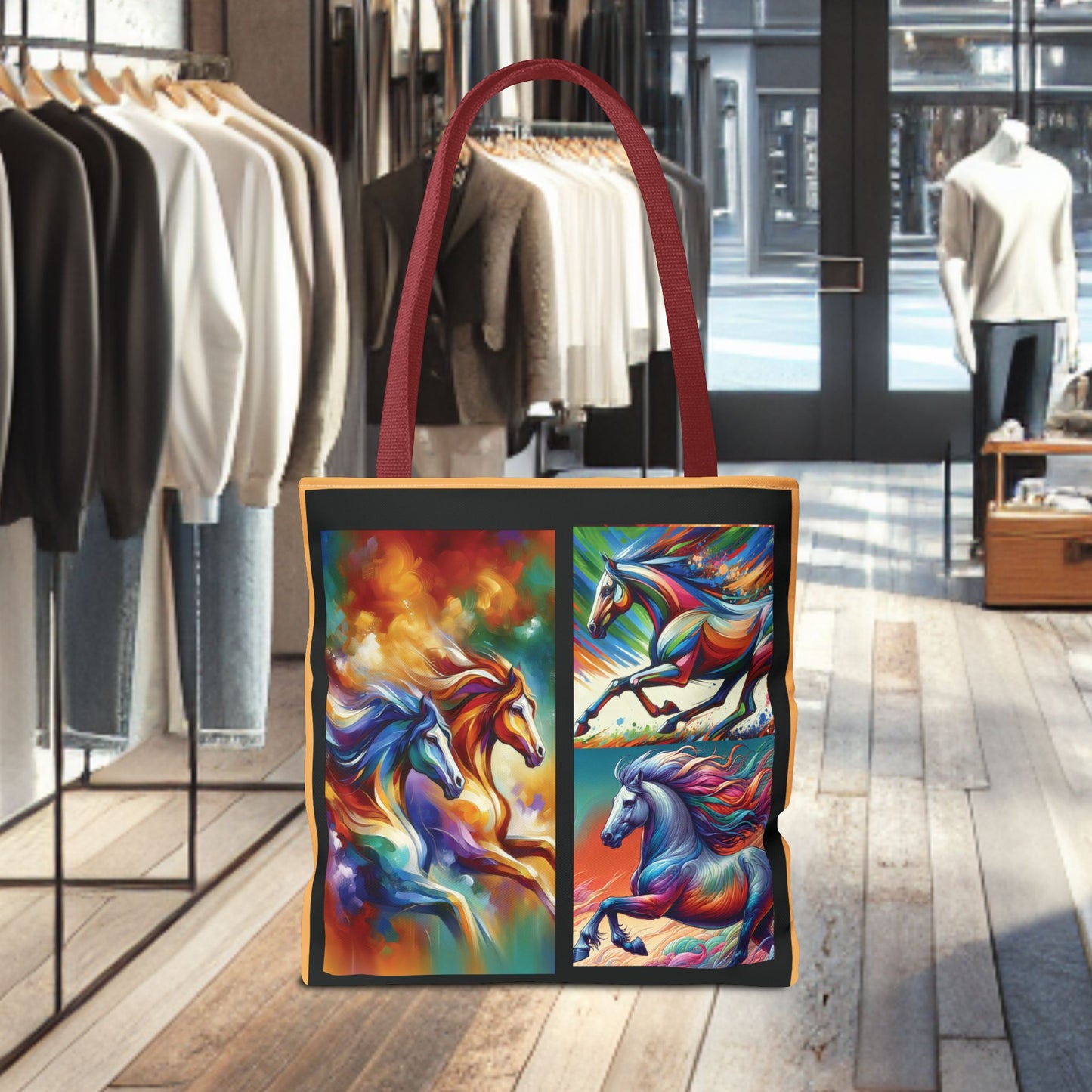Multi-Color Cloud Horses Tote Bag