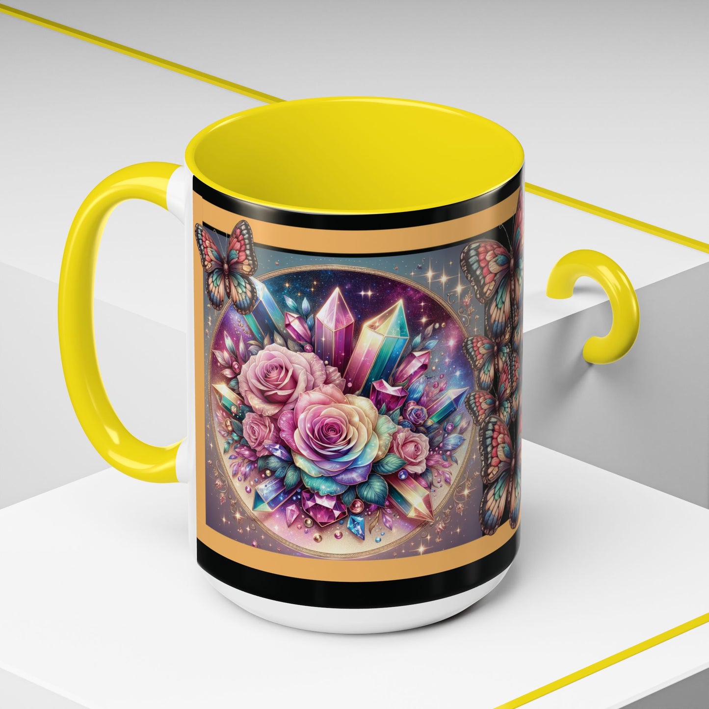 Coffee Mug Butterflys and Flowers