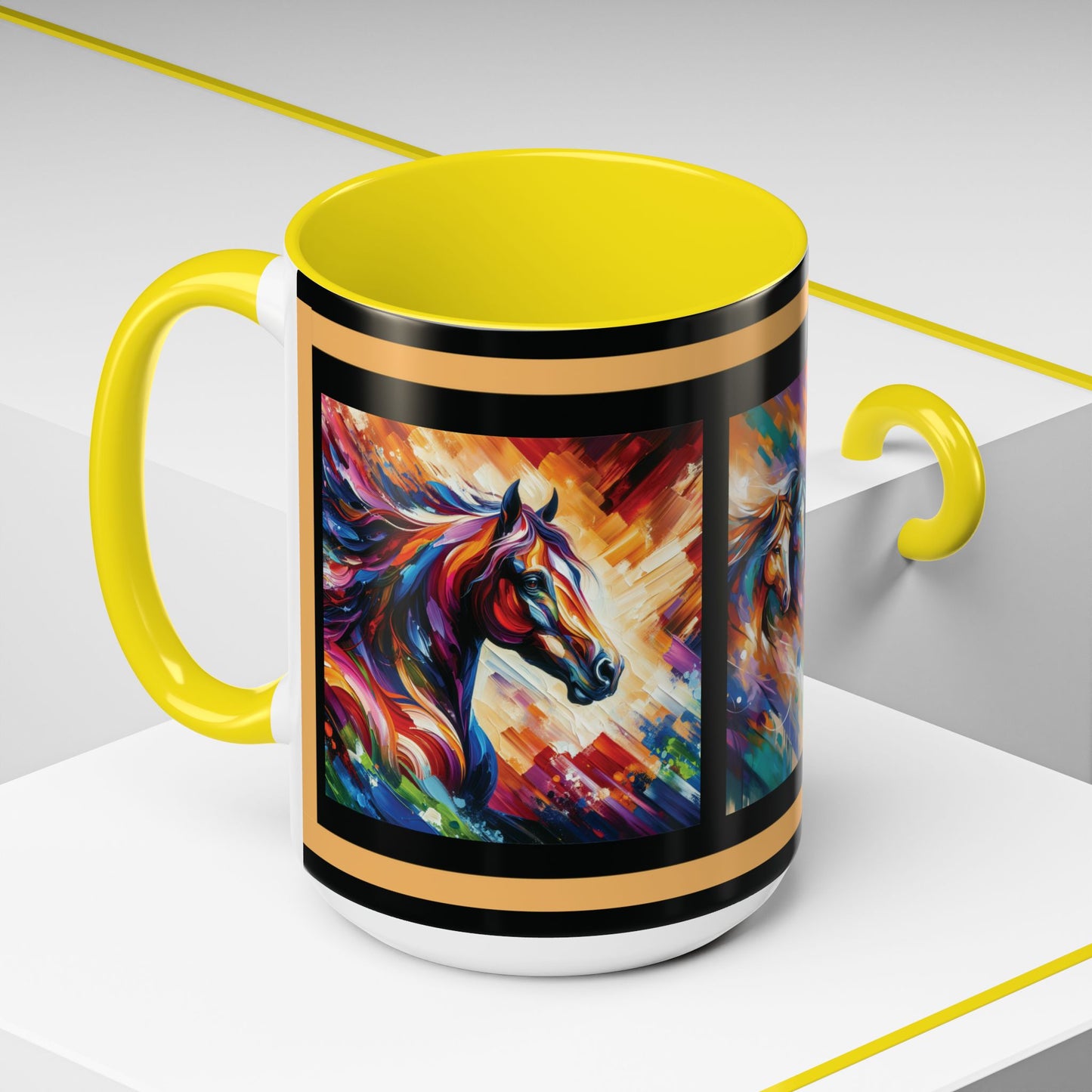 Mug Coffee Multi Color Horses 11oz 15oz