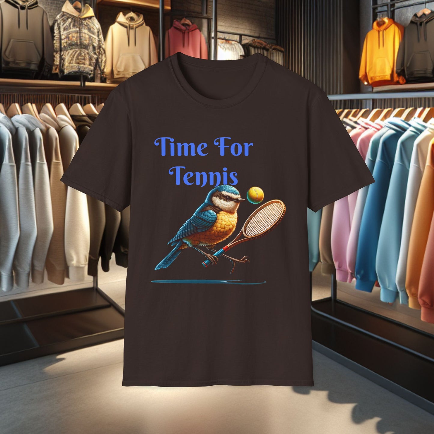 Blue Bird Playing Tennis Unisex T-Shirt - Time ForTennis