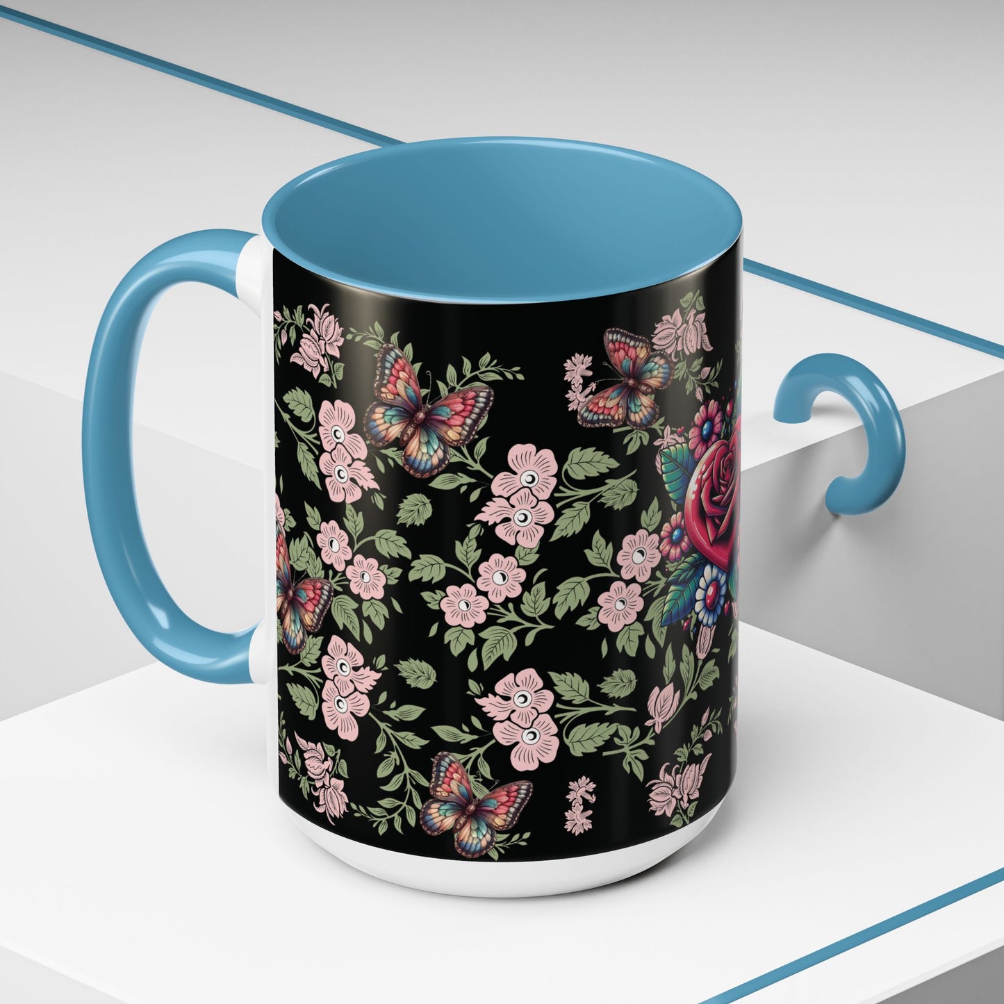 Floral Coffee Mug Black