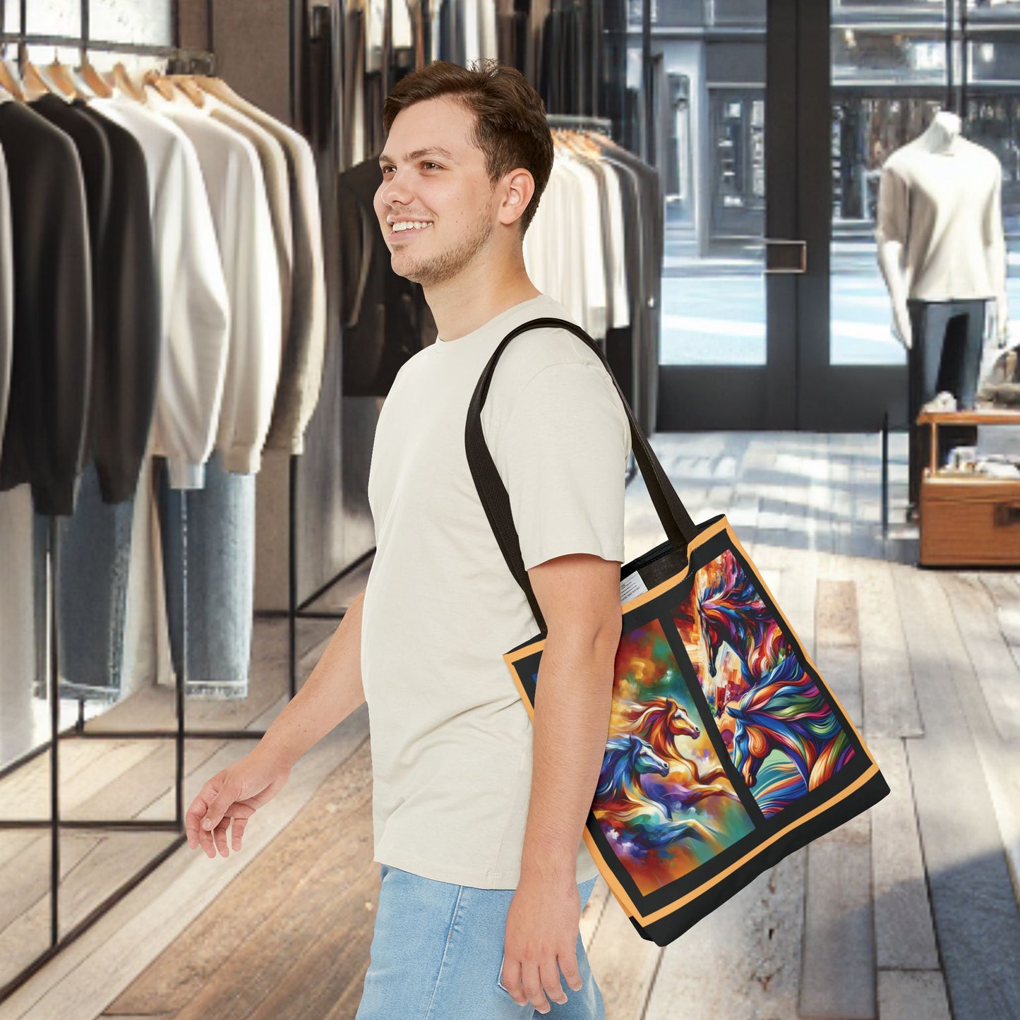Colorful Horses Tote Bag