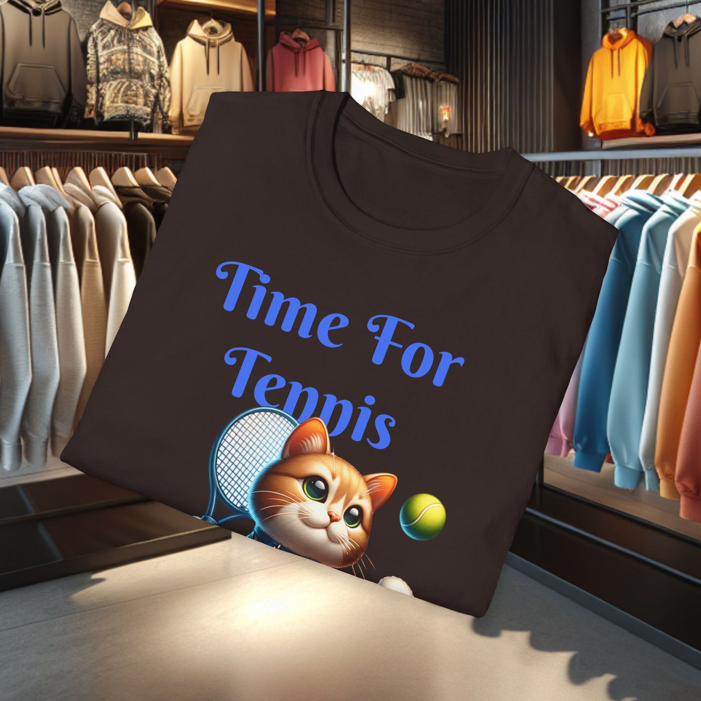 Cat Playing Tennis Unisex T-Shirt - Time For Tennis