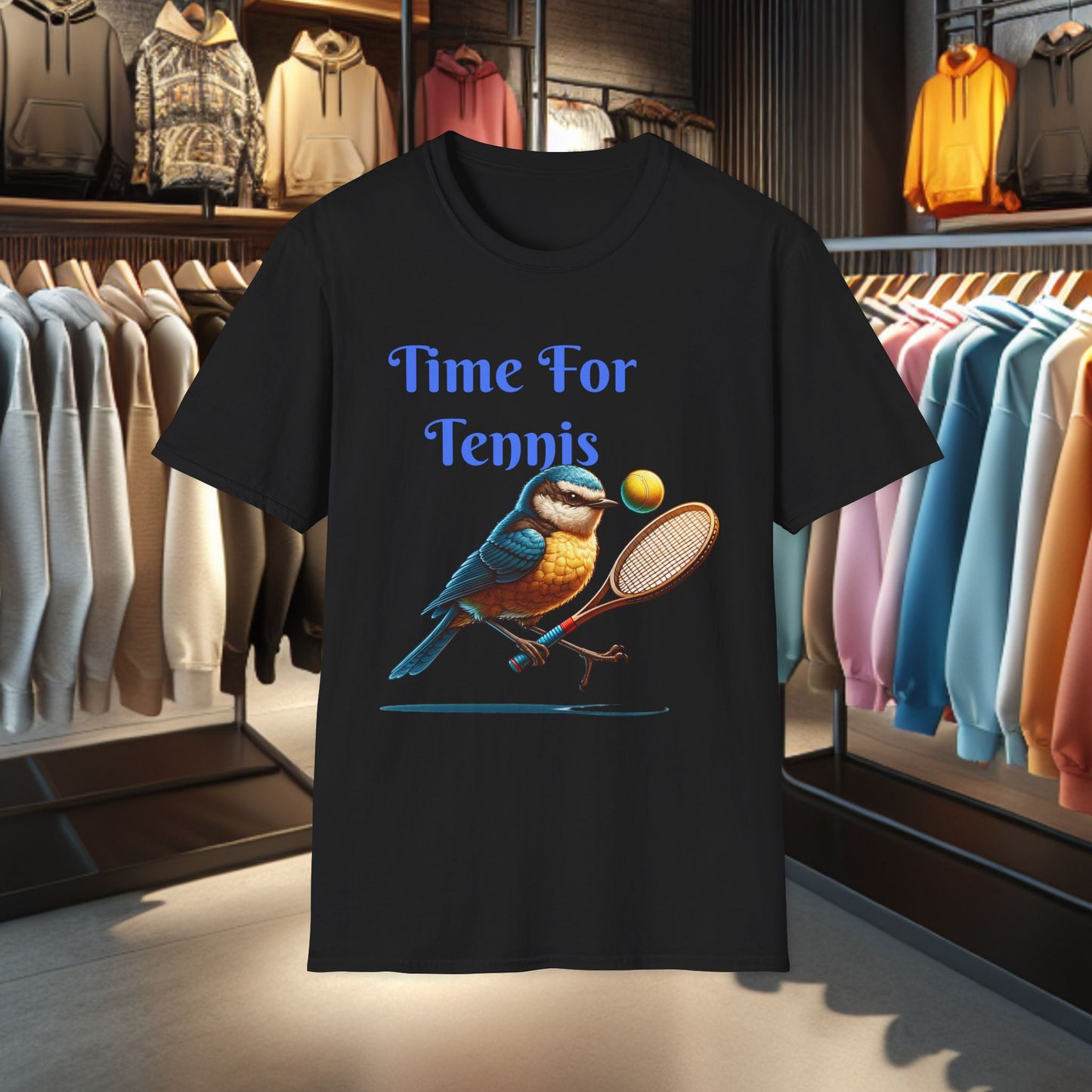 Blue Bird Playing Tennis Unisex T-Shirt - Time ForTennis