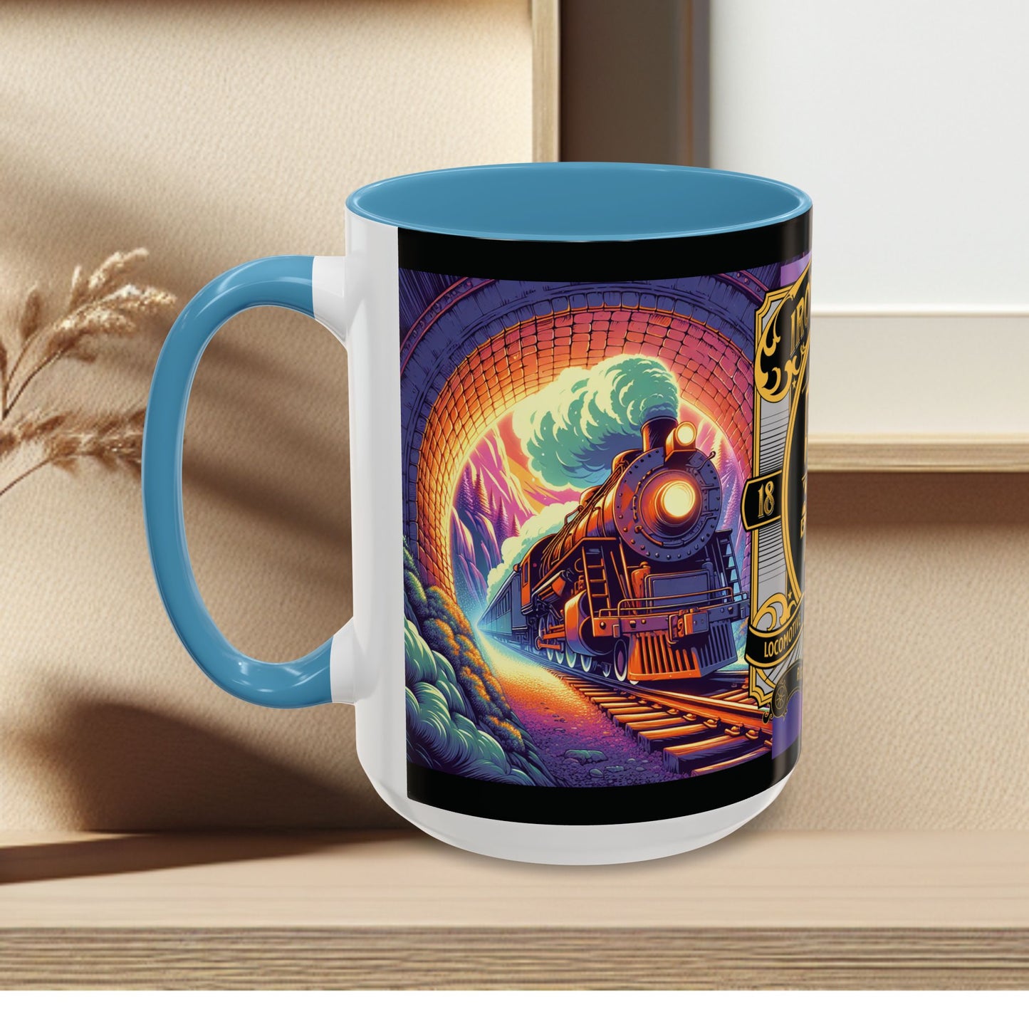 Mug- Steam engine Iron Horse- Accent Coffee Mug (15oz)