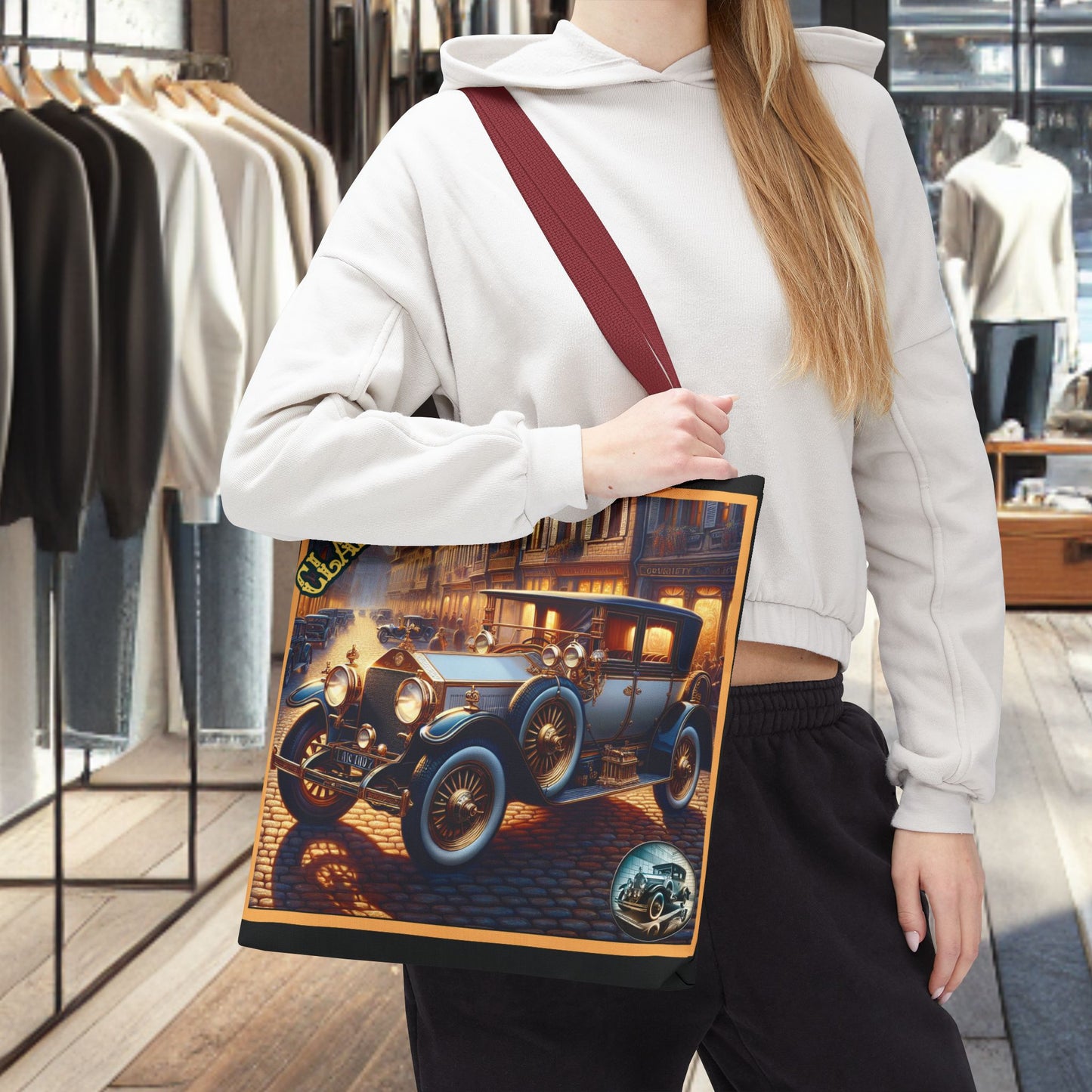 Tote Bag-Classic Car Blue Tote Bag -