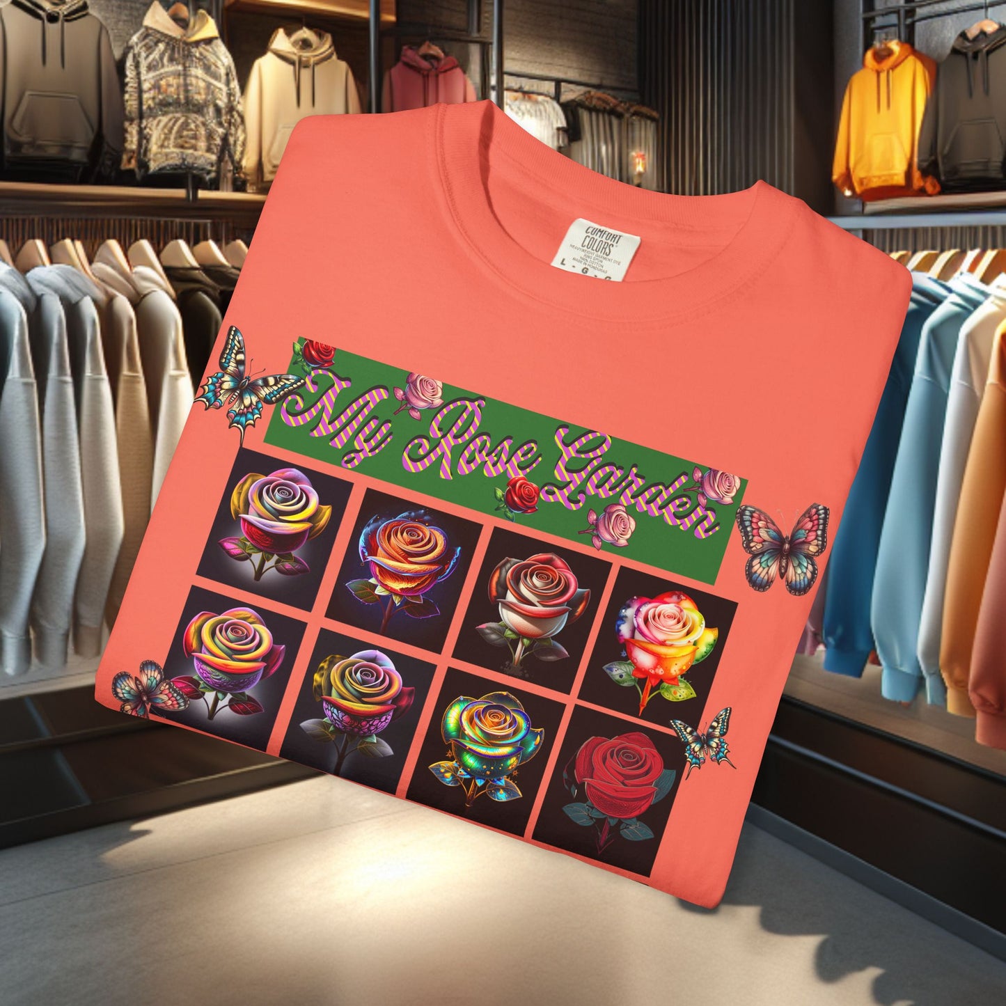 Floral T-Shirt for Flower Lovers - My Rose Garden a Colorful Floral Design