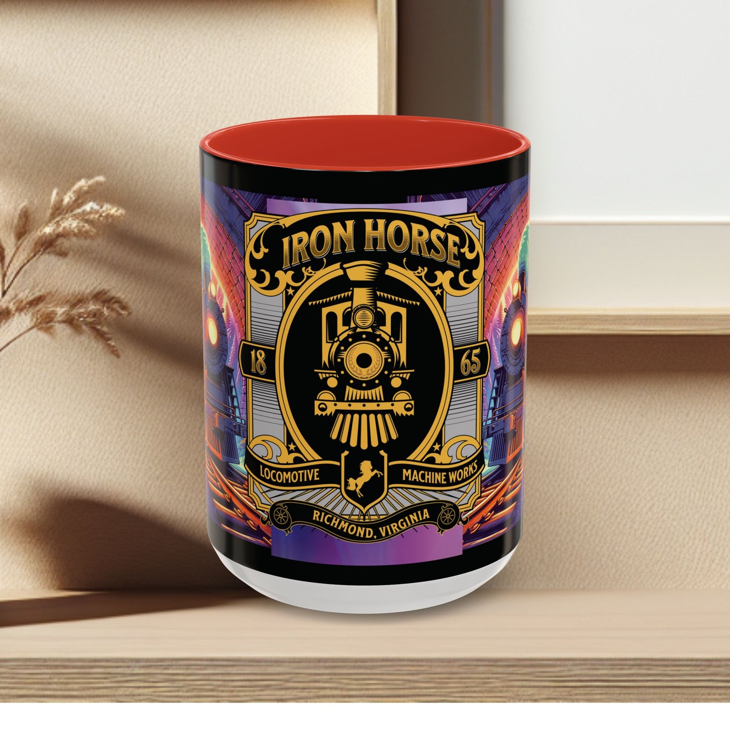 Mug- Steam engine Iron Horse- Accent Coffee Mug (15oz)