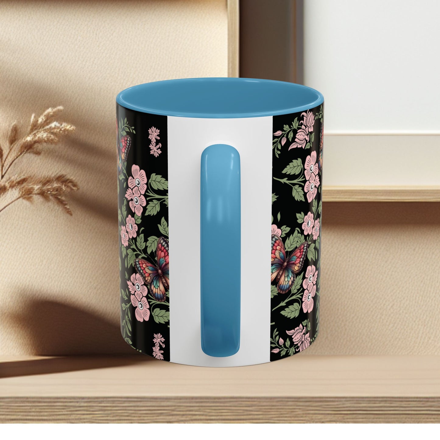 Floral Coffee Mug Black