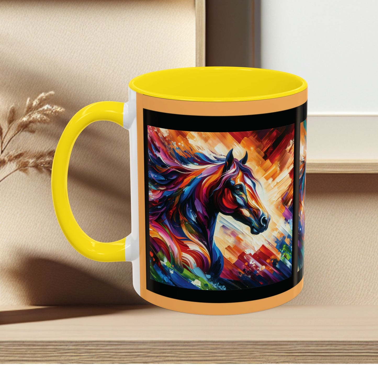 Mug Coffee Multi Color Horses 11oz 15oz