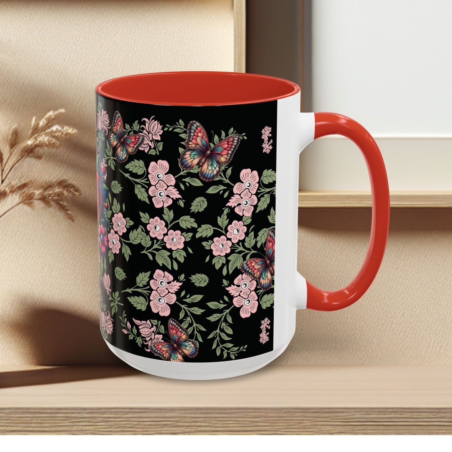 Floral Coffee Mug Black