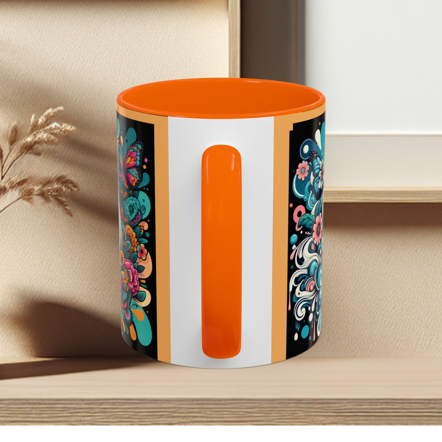 Coffee Mug White Horses with Blue Highlights in Flowers - Mug