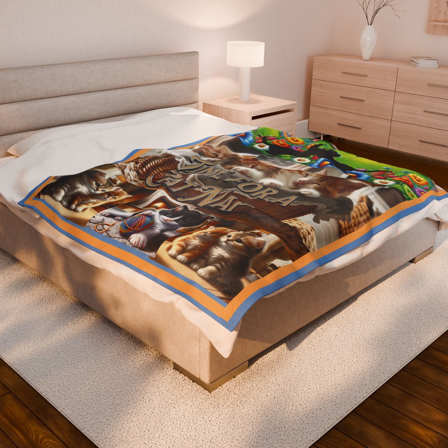 Cat nap 30 x 40, 50 x 60, 60 x 80 Velveteen Plush Blanket