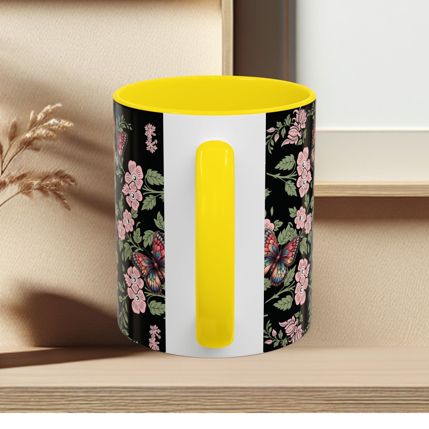 Floral Coffee Mug Black