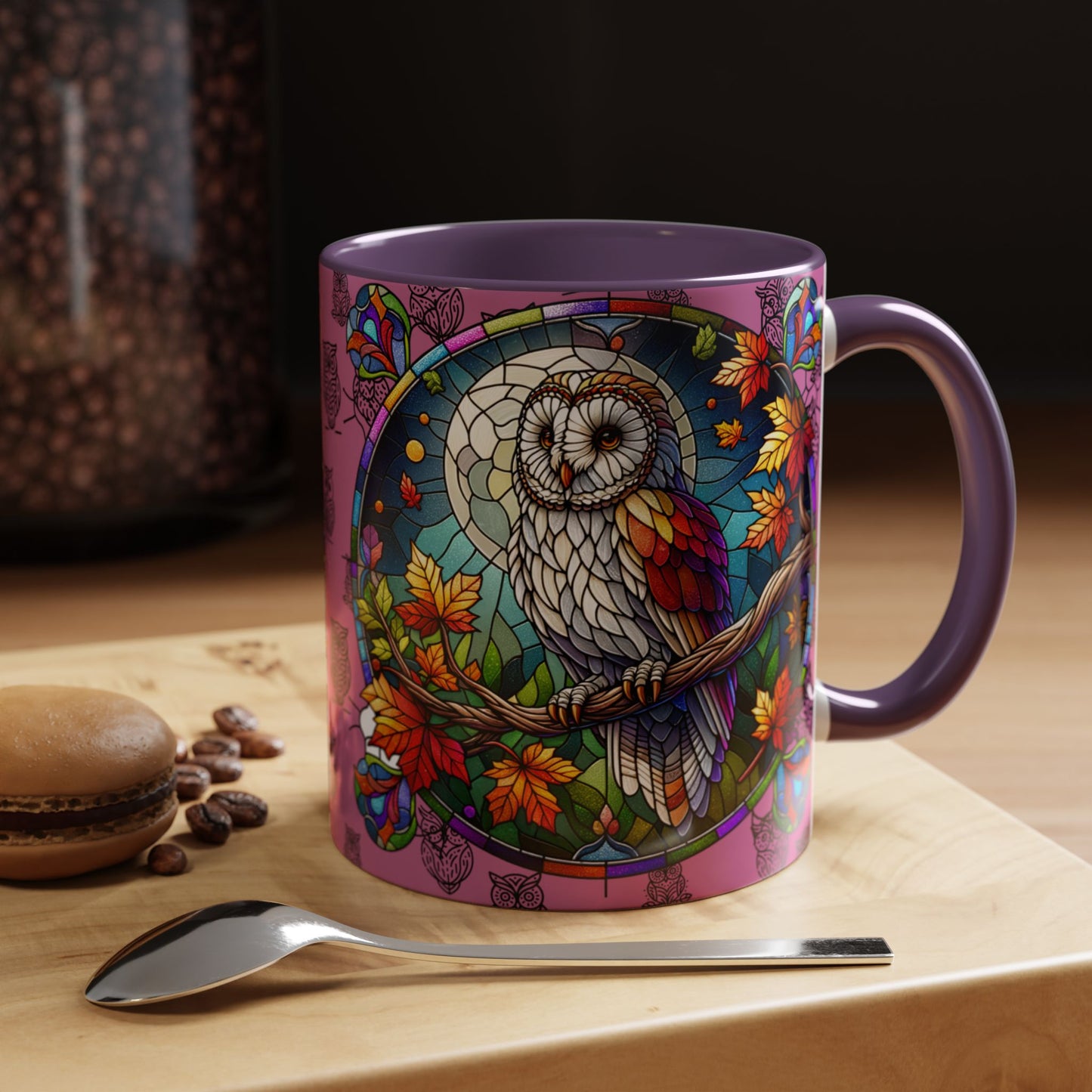 Coffee Mug -Colorful Stain Glass Owl Design