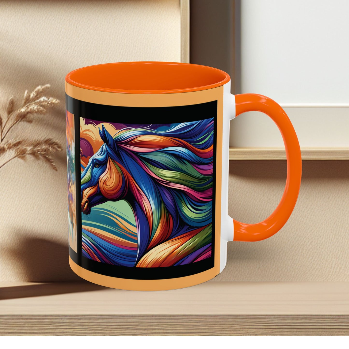 Mug Coffee Multi Color Horses 11oz 15oz