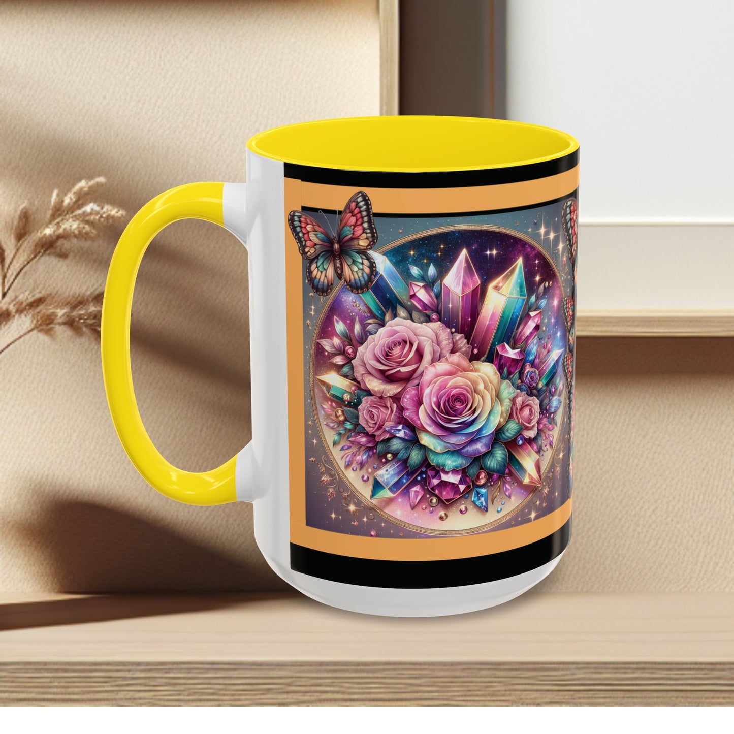 Coffee Mug Butterflys and Flowers