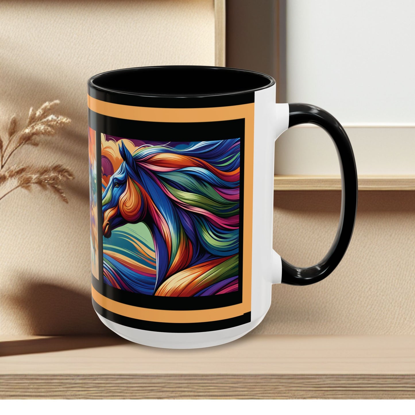 Mug Coffee Multi Color Horses 11oz 15oz