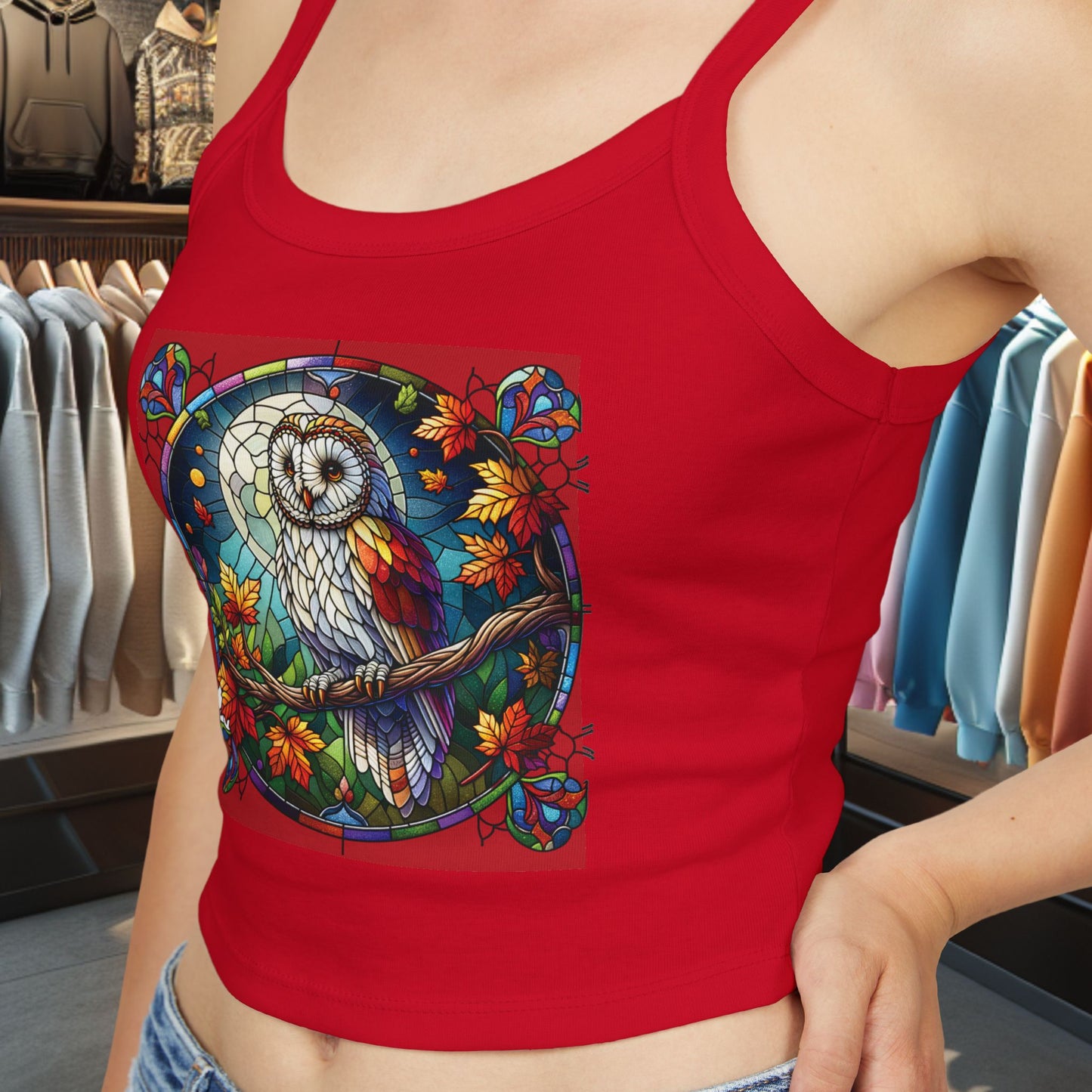 Women's Tank Top - Stain Glass Owl Design