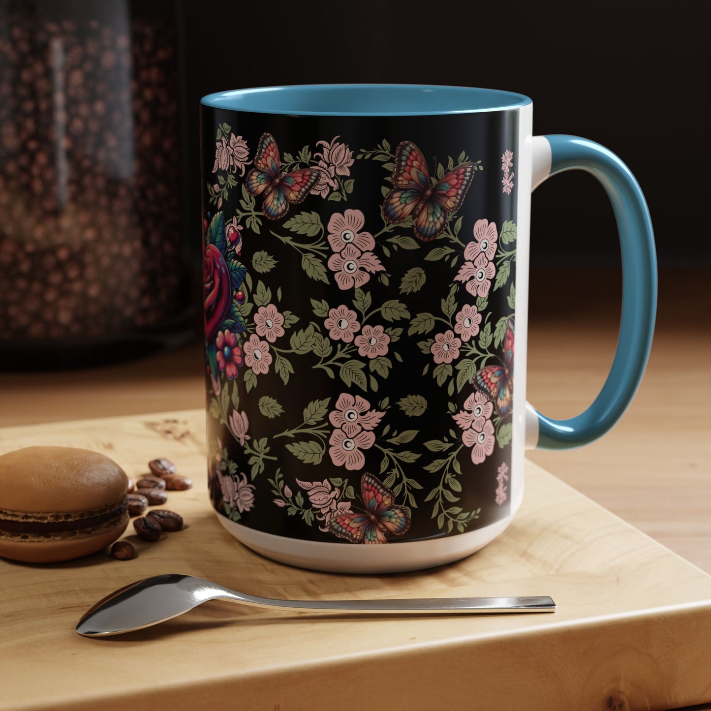 Floral Coffee Mug Black