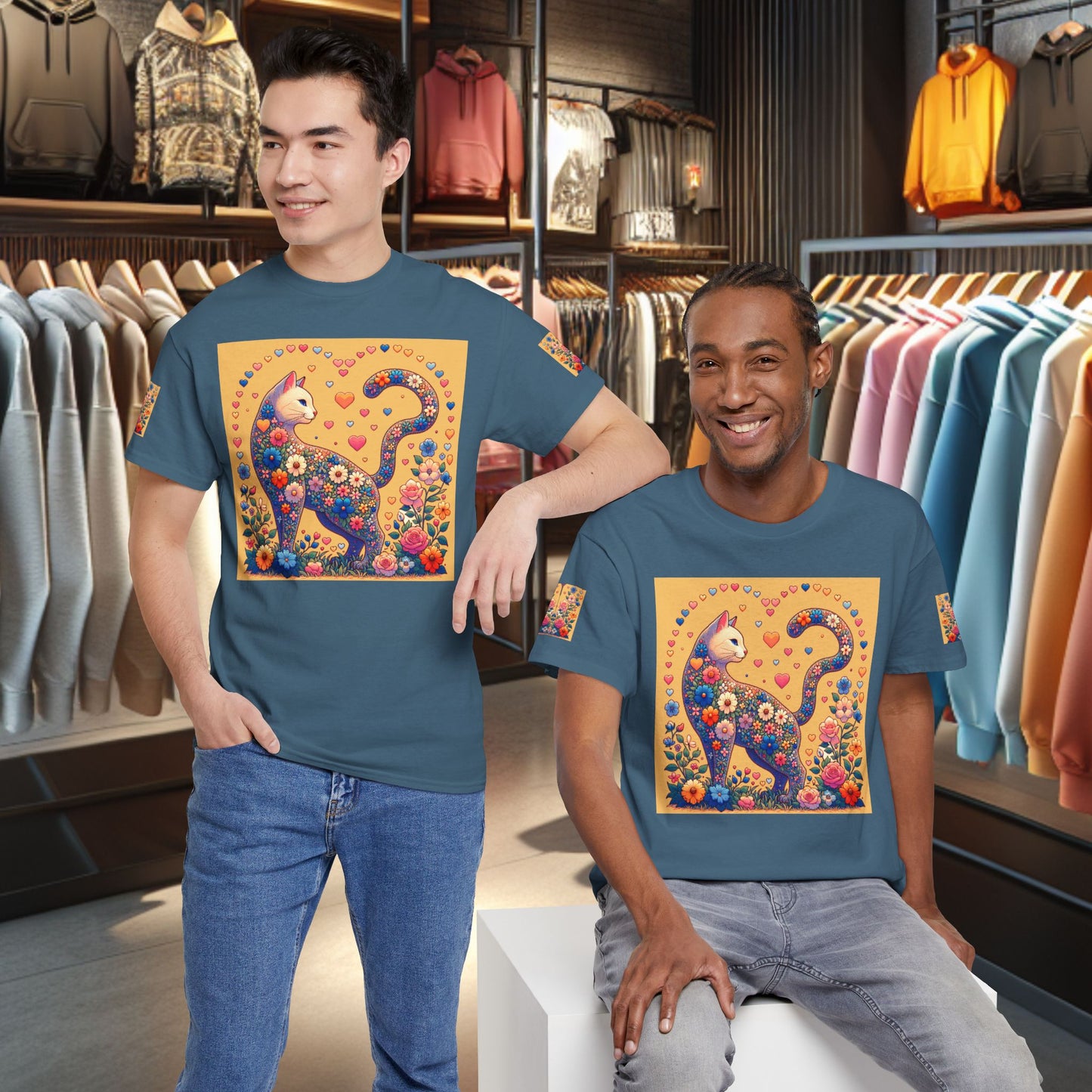 Loving Cat Flower Mozaic T-Shirt