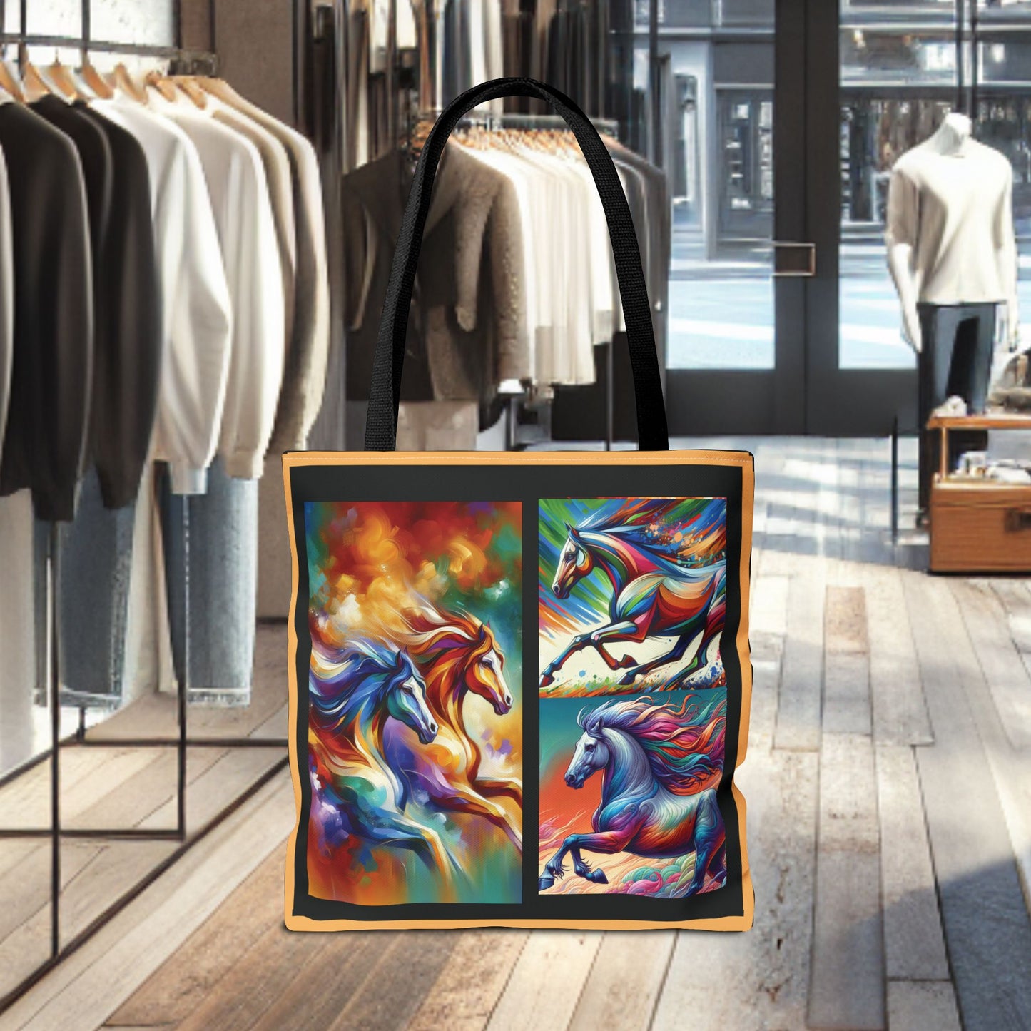 Multi-Color Cloud Horses Tote Bag