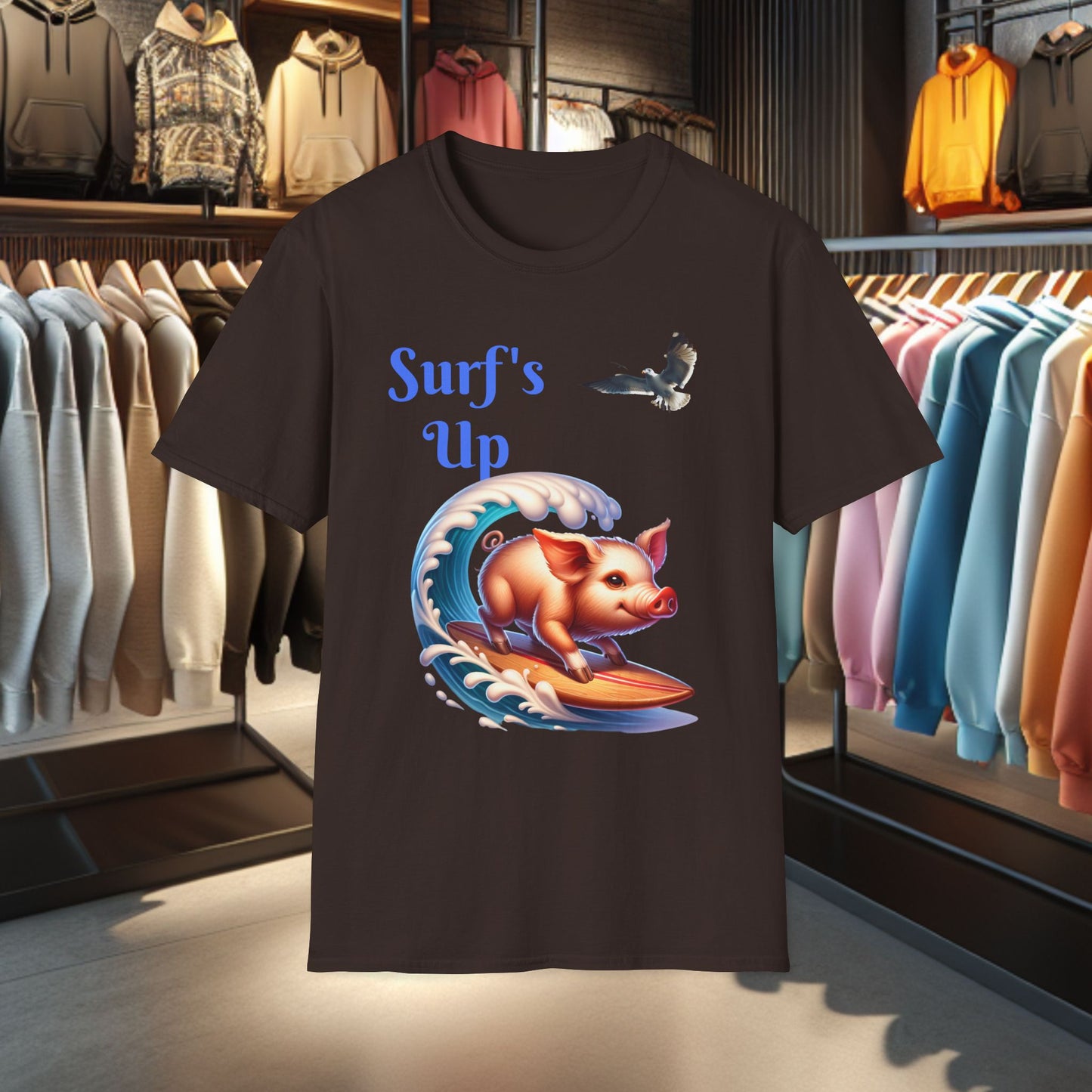 Pig Surfing Unisex T-Shirt - Surf's Up