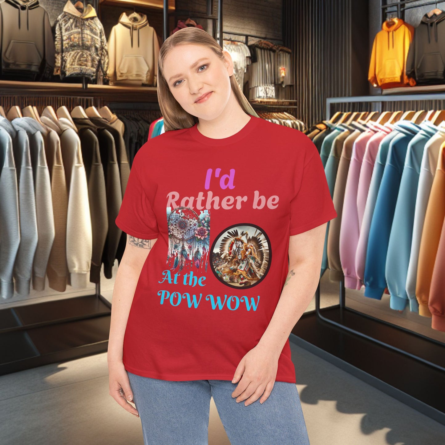 I'd Rather be at the POW-WOW- Heavy Cotton Tee