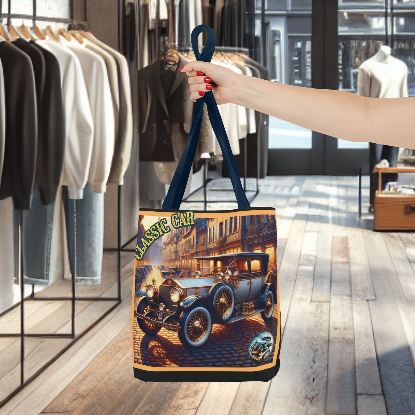 Tote Bag-Classic Car Blue Tote Bag -