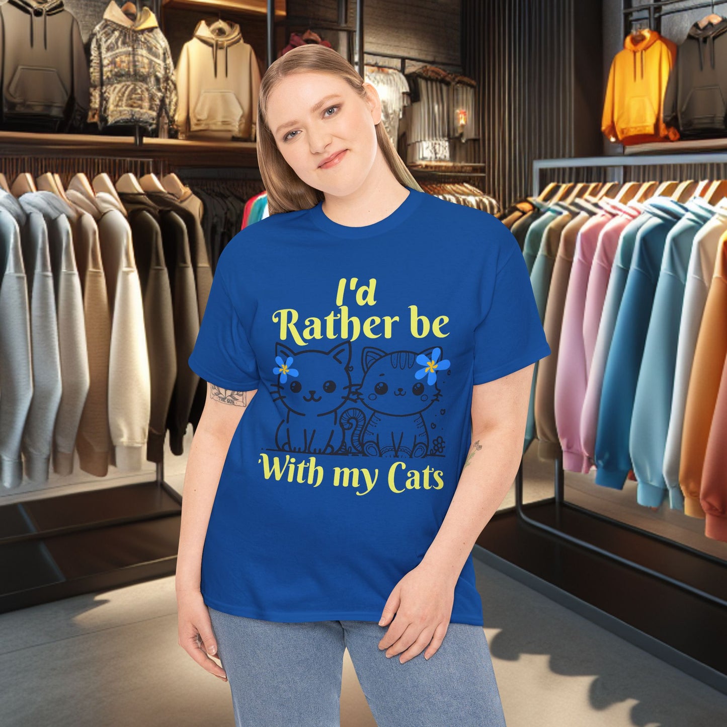 With my Cats Heavy Cotton Tee | Cat Lover Gift | Colorful Fun Shirt | Cute Animal Apparel | Perfect for Birthdays & Pet Lovers