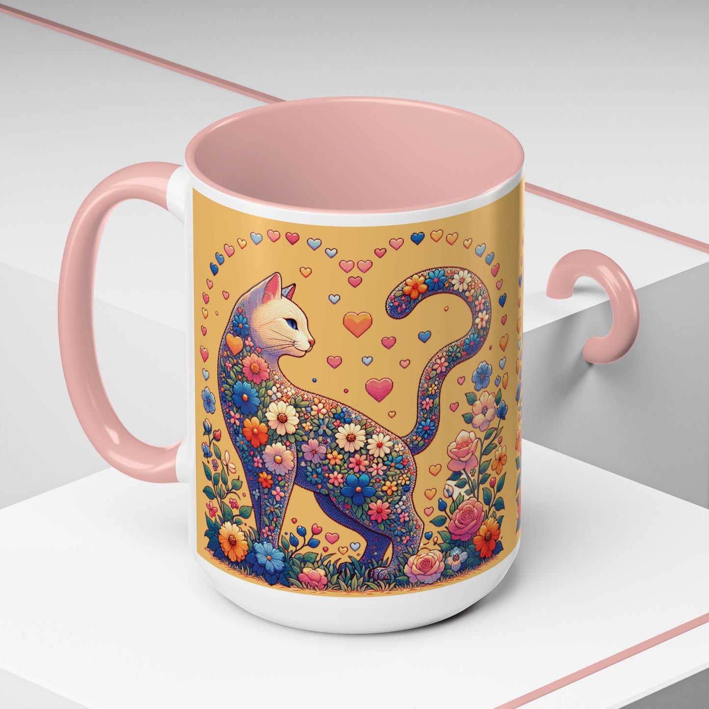 Mug- Loving Cat - Accent Coffee Mug (11oz, 15oz) (AOP)