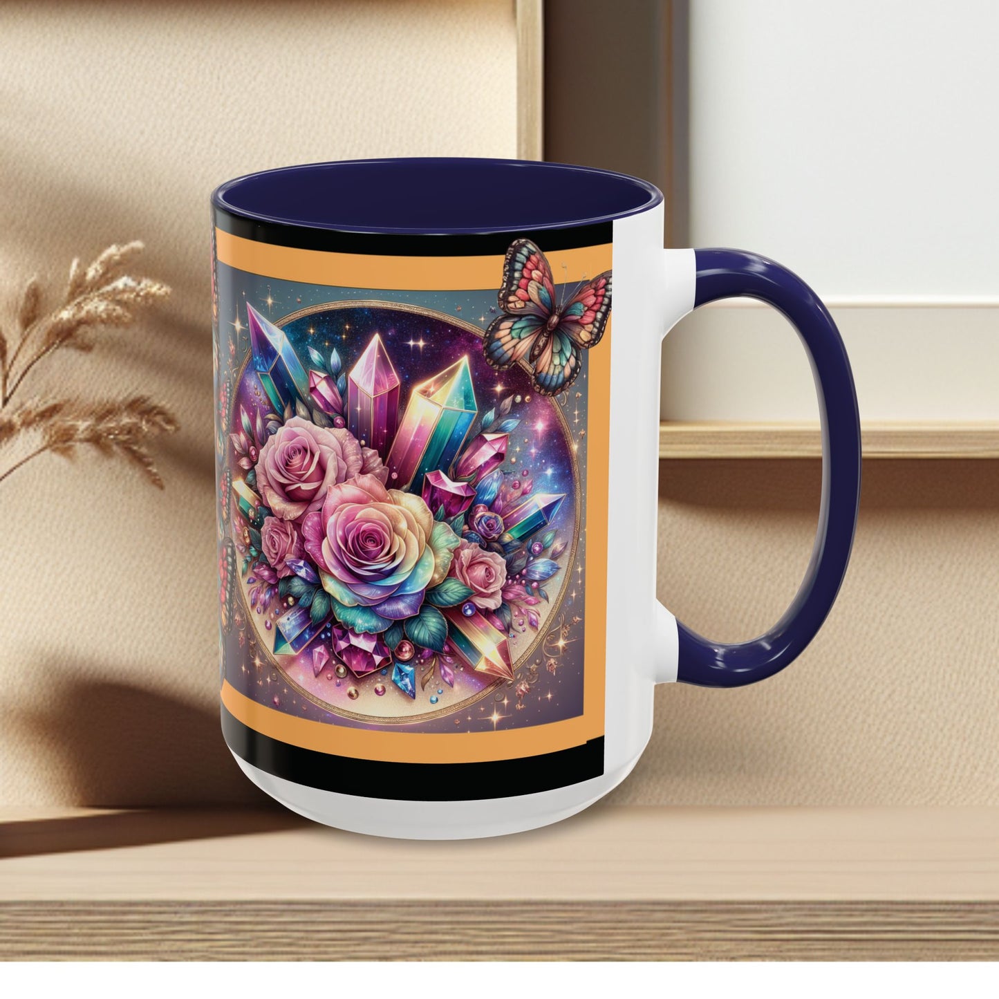 Coffee Mug Butterflys and Flowers