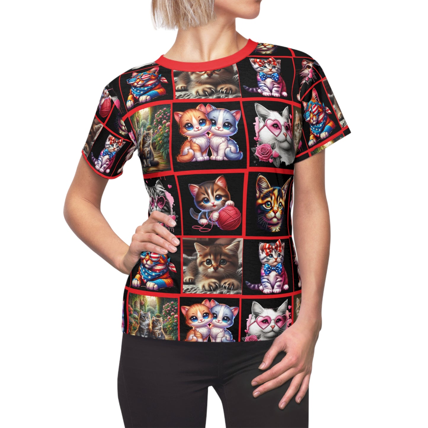Cats Meow - Red Graphic Tee for Women