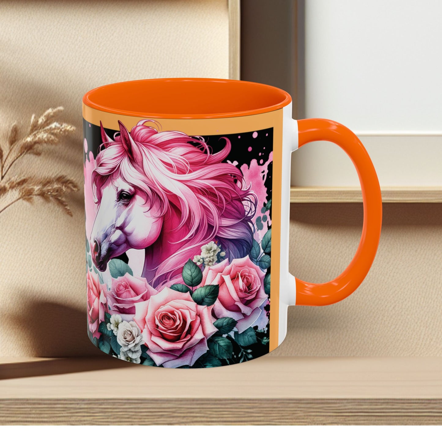 Coffee Mug Horses in Flowers 11oz 15oz