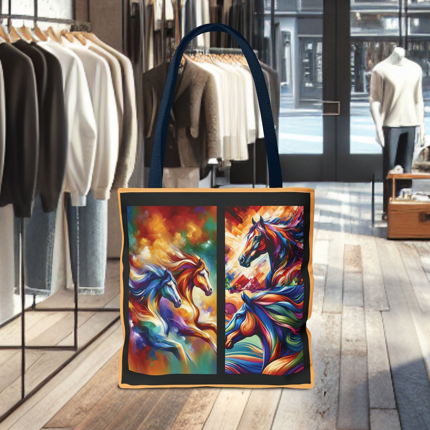 Colorful Horses Tote Bag