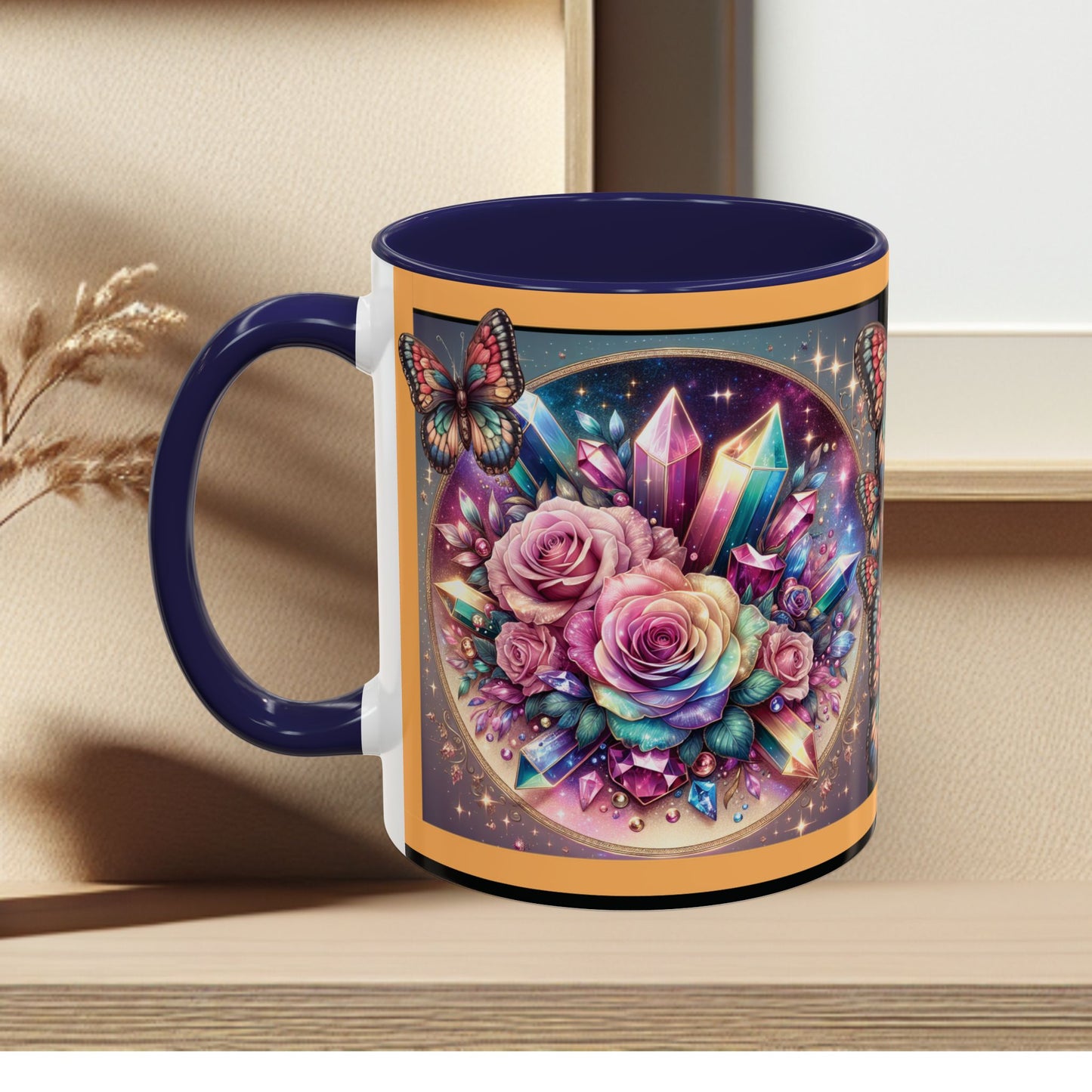 Coffee Mug Butterflys and Flowers