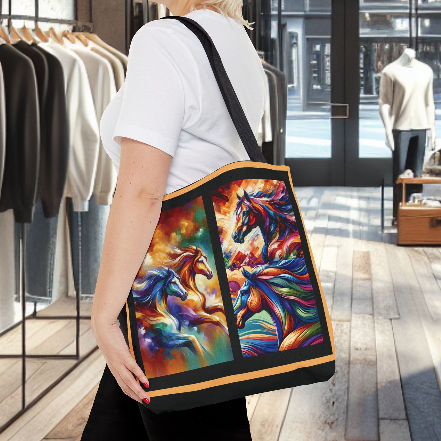 Colorful Horses Tote Bag